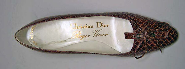 Shoes, House of Dior (French, founded 1946), lizard skin, wood, metal, French