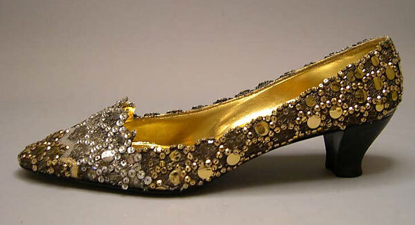 Shoes, House of Dior (French, founded 1946), silk, nylon, metallic thread, plastic, glass, leather, French 