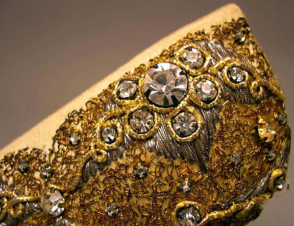 Shoes, House of Dior (French, founded 1946), silk, leather, metallic threads, plastic, glass, French