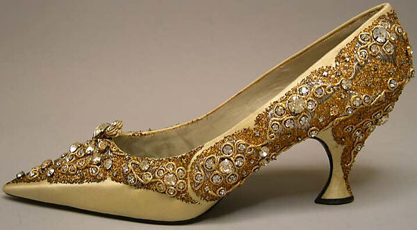 Shoes, House of Dior (French, founded 1946), silk, leather, metallic threads, plastic, glass, French