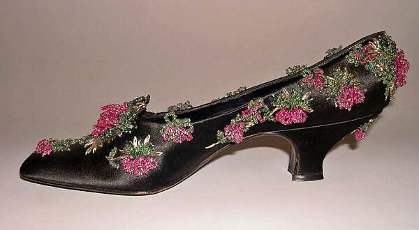 Evening shoes, House of Dior (French, founded 1946), silk, metallic thread, glass, French 