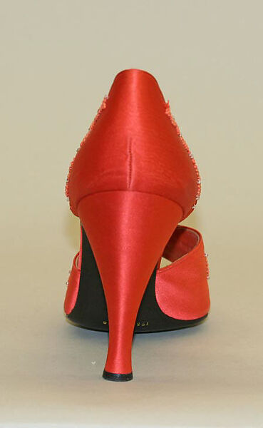 Evening shoes, Christian Dior (French, Granville 1905–1957 Montecatini), silk, plastic, glass, French