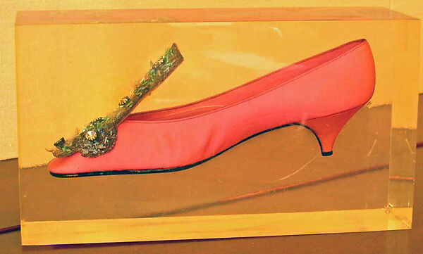 Evening shoes, House of Dior (French, founded 1946), silk, glass, metallic thread, plastic, French 