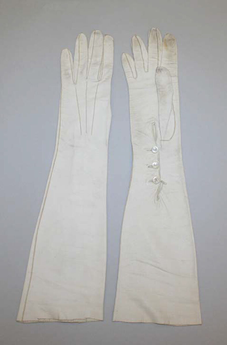 Wedding gloves, leather, pearl, American 