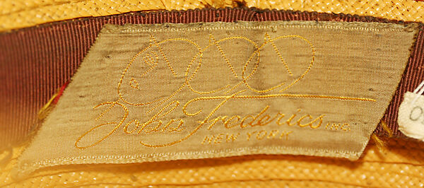 Hat, John-Frederics, Inc. (American, 1929–1948), straw, silk, metal, American