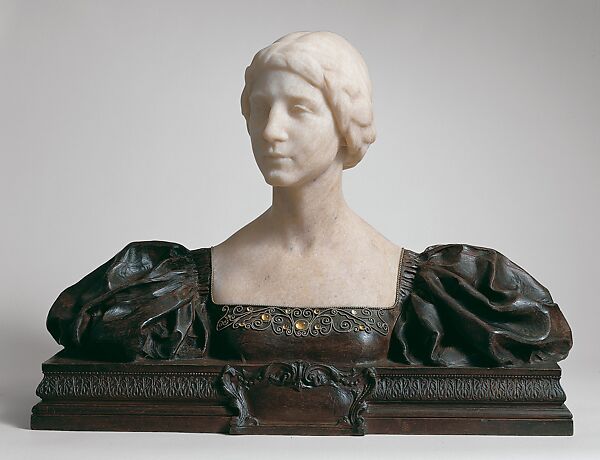 La Jeunesse, Herbert Adams (American, West Concord, Vermont 1858–1945 New York), Applewood, marble, paste jewels, and twisted wire, American