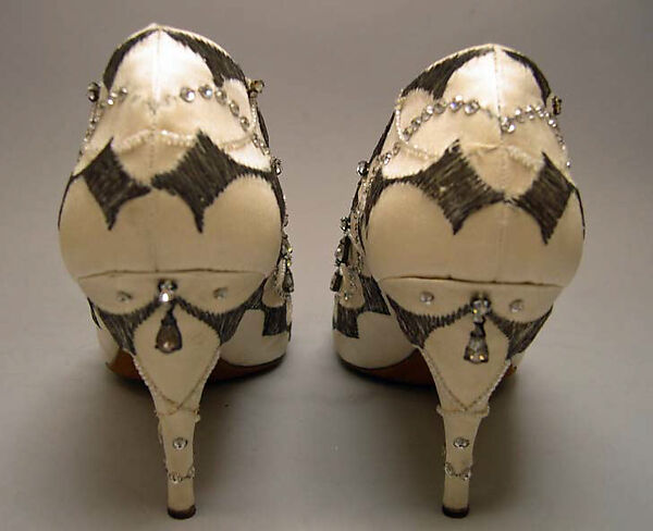 Evening shoes, House of Dior (French, founded 1946), silk, metallic thread, French