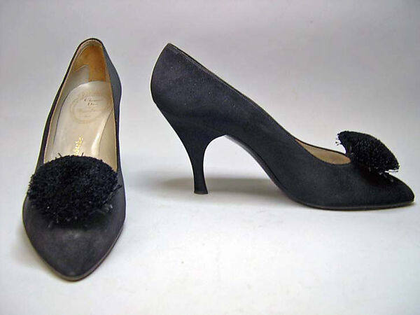 Evening shoes, House of Dior (French, founded 1946), leather, silk, straw, French 