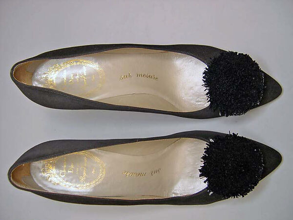 Evening shoes, House of Dior (French, founded 1946), leather, silk, straw, French