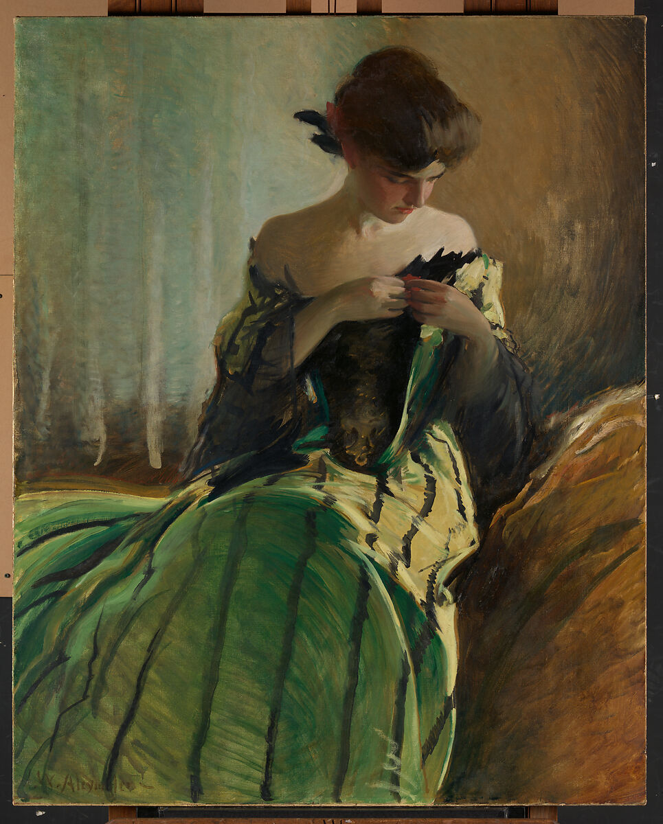 Study in Black and Green, John White Alexander (American, Allegheny, Pennsylvania 1856–1915 New York), Oil on canvas, American 