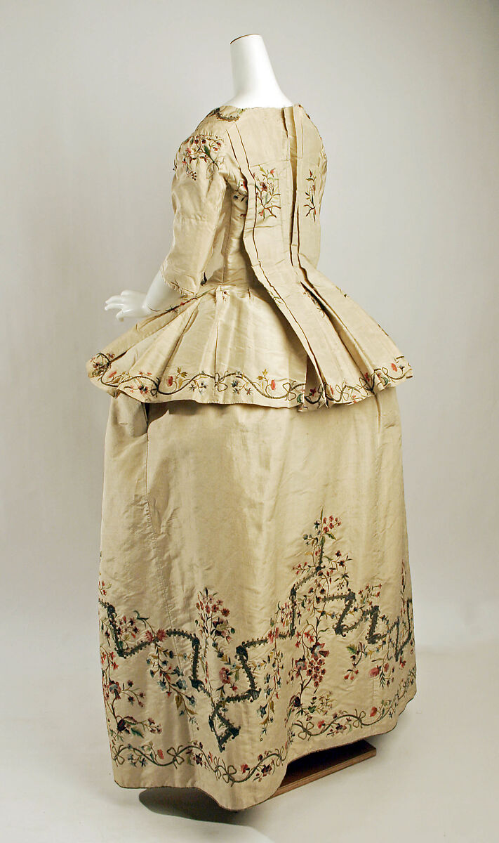 Petticoat, silk, metallic thread, linen, French