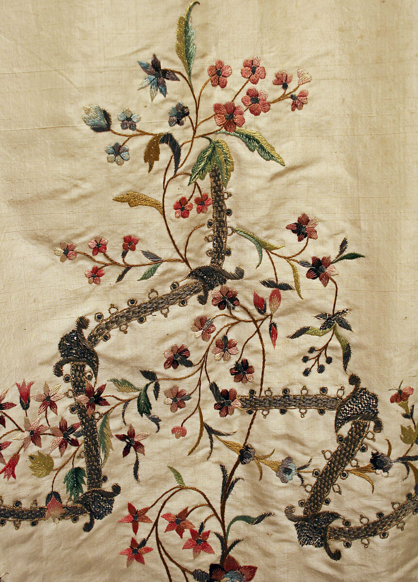 Petticoat, silk, metallic thread, linen, French