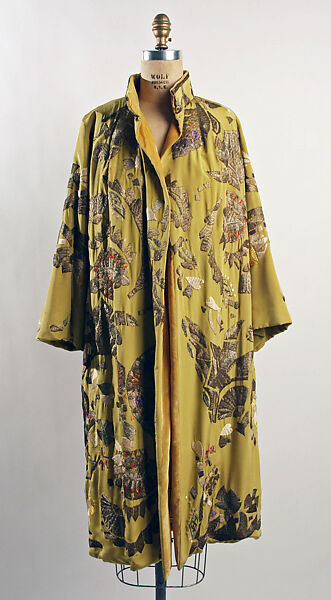 Evening coat, silk, metallic thread, French 
