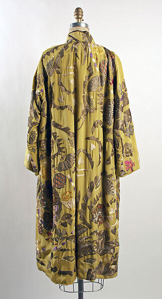 Evening coat, silk, metallic thread, French