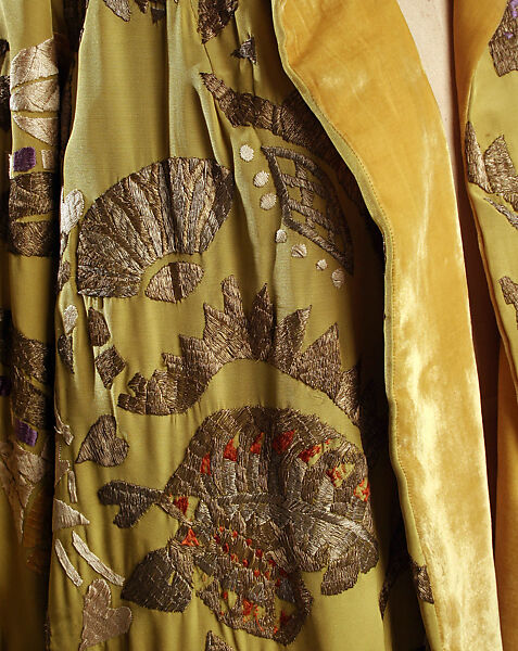 Evening coat, silk, metallic thread, French