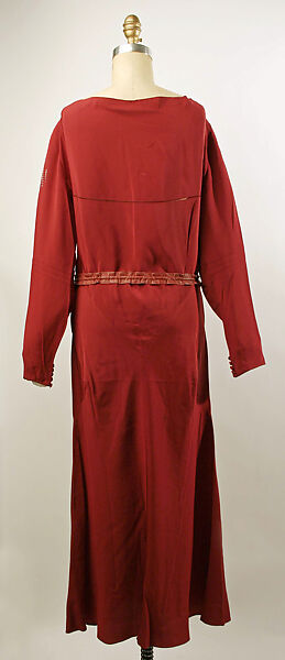 Afternoon dress, silk, leather, plastic, American