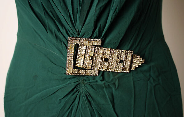 Evening dress, (b) Lenief (French), silk, metal, glass, French