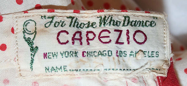 Theatrical costume, Capezio Inc. (American, founded 1887), cotton, American