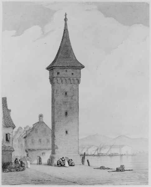 Mangenturm, Bodensee, Albertus H. Baldwin (1865–1935), Watercolor and graphite on white wove paper, American 