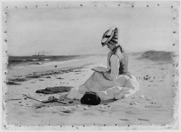 Woman on a Beach, Albertus H. Baldwin (1865–1935), Watercolor, graphite, and gum arabic on white wove paper., American 