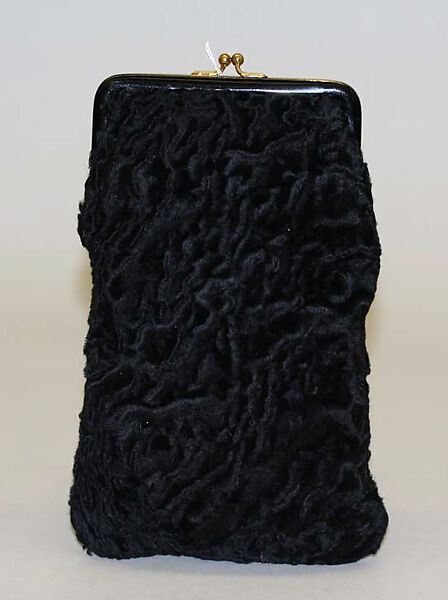 Purse, Milch, a) synthetic, leather, metal; b) synthetic, silk, metal, German