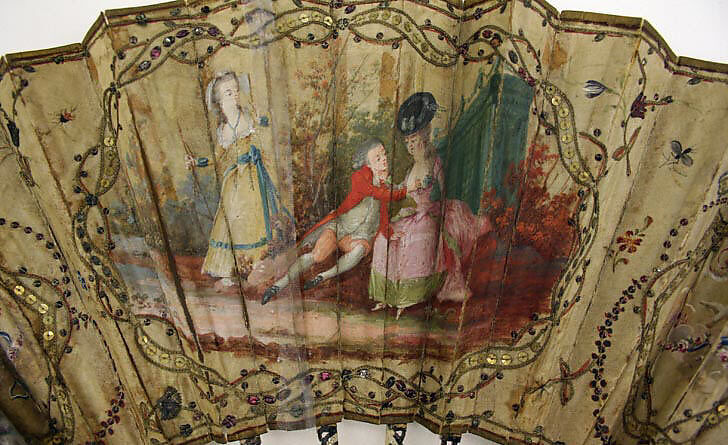 Fan, ivory, silk, French