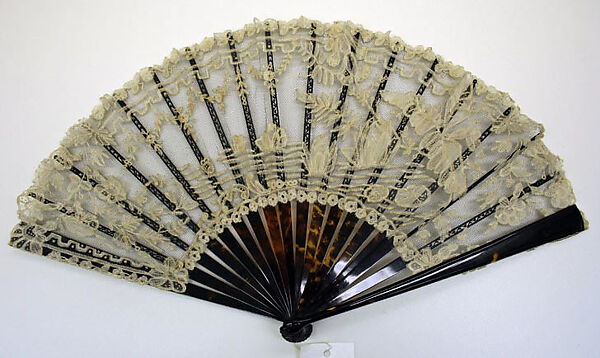 Fan, tortoiseshell, lace, French 