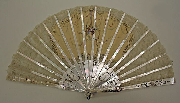 Fan, mother-of-pearl, paper, French