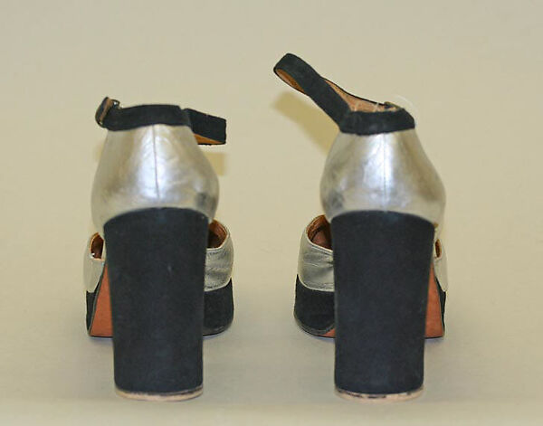 Shoes, Biba (British, 1963–1975), a,b) leather, synthetic, British