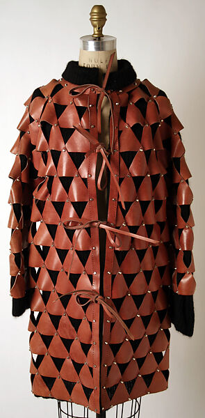 Coat, Paco Rabanne (French, born Spain 1934–2023), wool, leather, French 