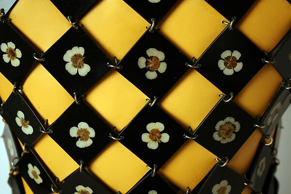 Dress, Paco Rabanne (French, born Spain 1934–2023), leather, plastic (cellulose acetate), metal, French