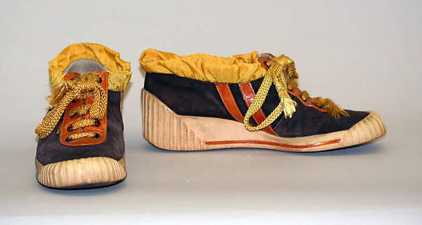 Sneakers, House of Charles Jourdan (French, founded 1919), a,b) leather, plastic, rubber, synthetic, French 