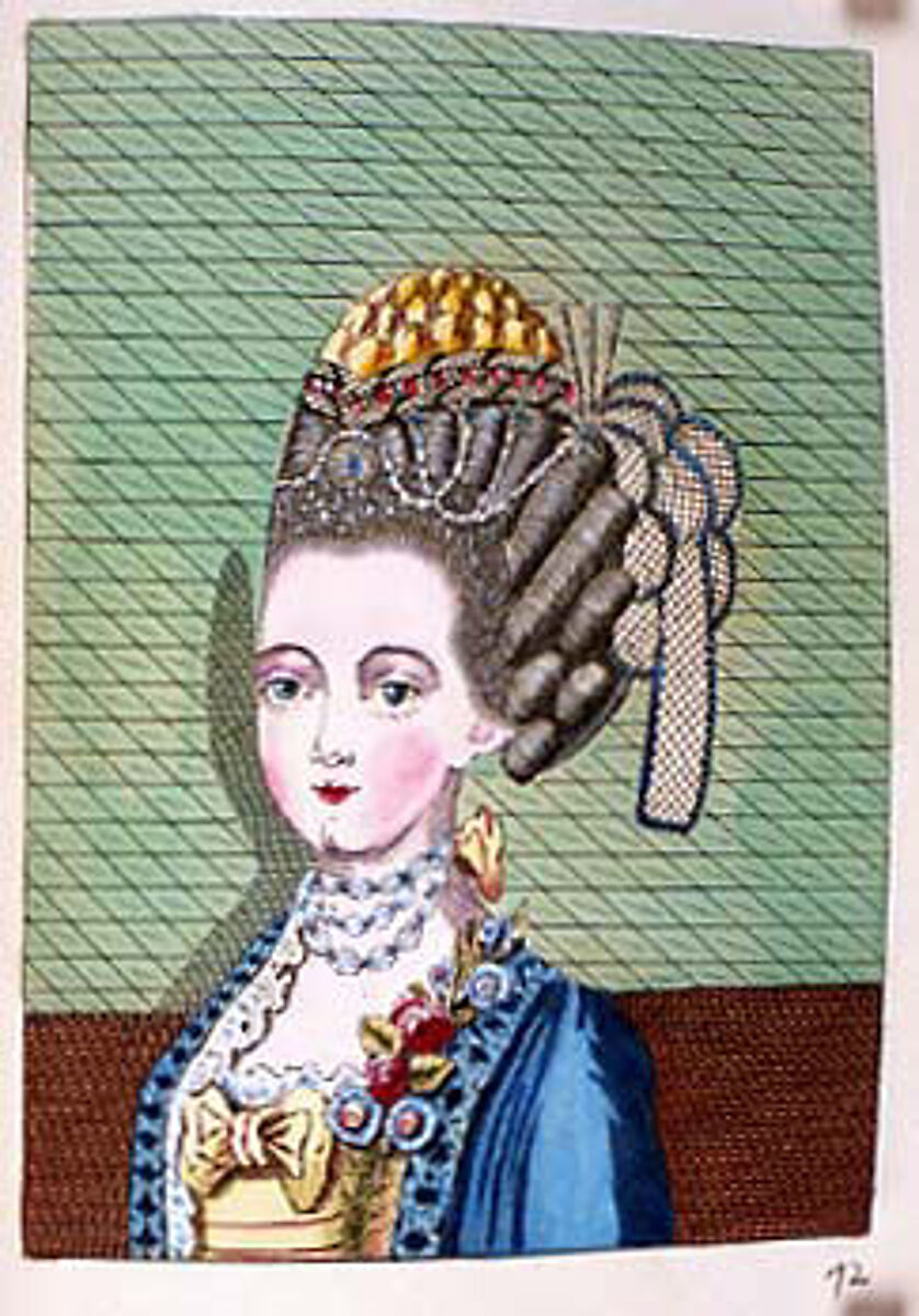 L'art de la coëffure des dames françoises, avec des estampes : où sont représentées les têtes coëffées, gravées sur les dessins originaux de mes accommodages, avec le traité en abrégé d'entretenir & conserver les cheveux naturels, Legros de Rumigny (French), a-e) leather, paper, French