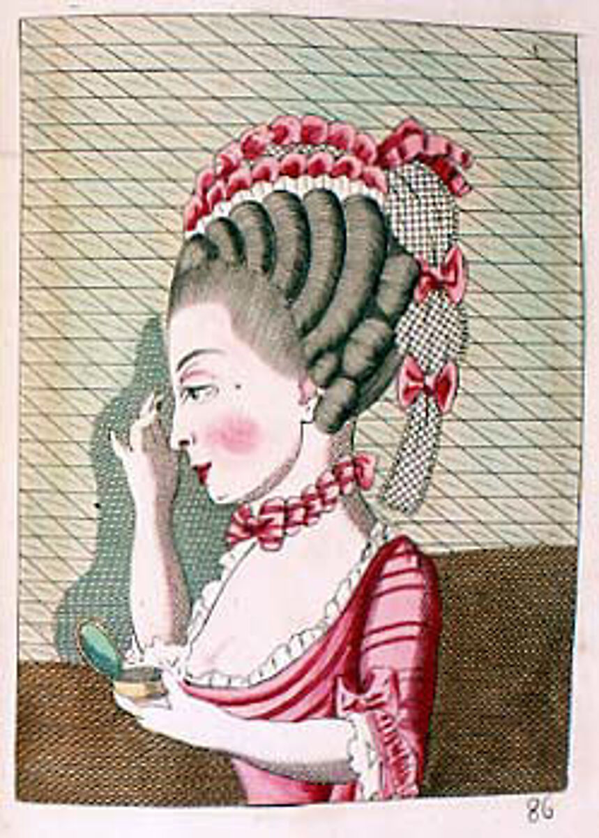 L'art de la coëffure des dames françoises, avec des estampes : où sont représentées les têtes coëffées, gravées sur les dessins originaux de mes accommodages, avec le traité en abrégé d'entretenir & conserver les cheveux naturels, Legros de Rumigny (French), a-e) leather, paper, French