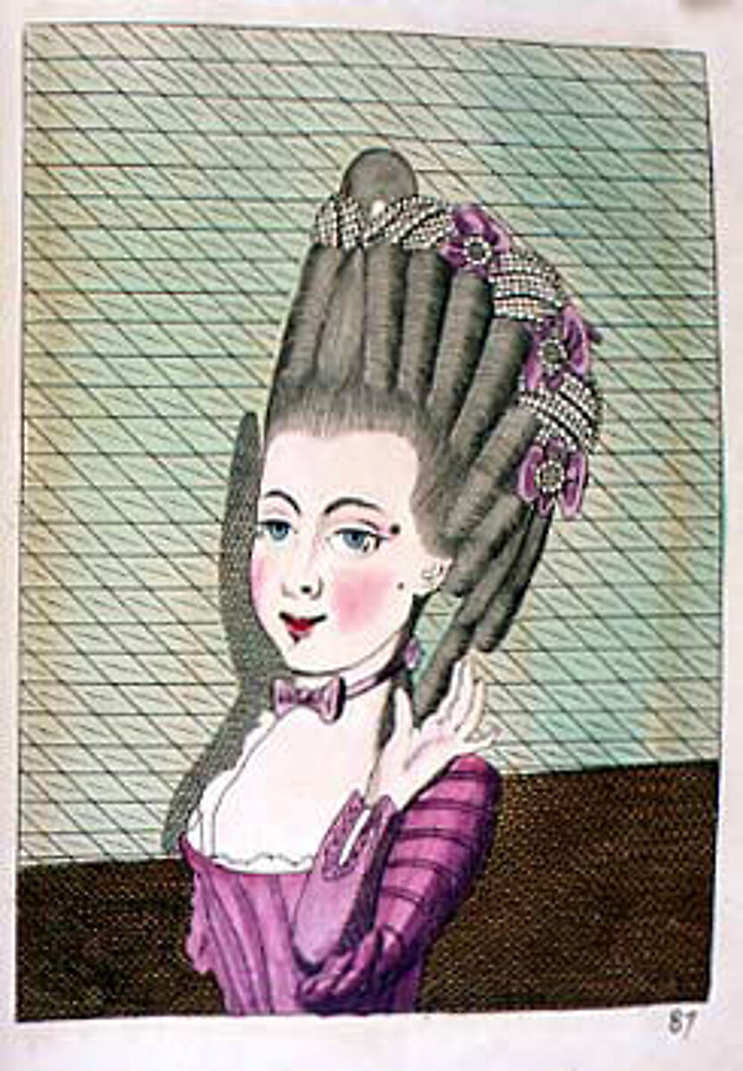 L'art de la coëffure des dames françoises, avec des estampes : où sont représentées les têtes coëffées, gravées sur les dessins originaux de mes accommodages, avec le traité en abrégé d'entretenir & conserver les cheveux naturels, Legros de Rumigny (French), a-e) leather, paper, French