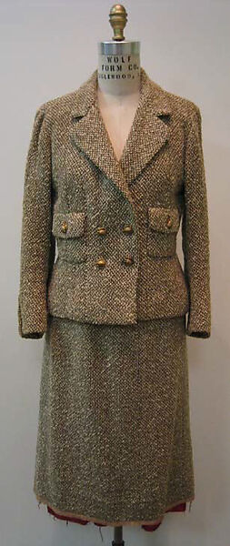 Suit, House of Chanel (French, founded 1910), a) wool, silk, metal; b) wool, silk, French