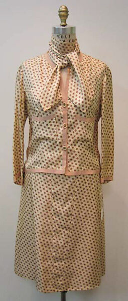 Suit, House of Chanel (French, founded 1910), a) silk, metal; b,c) silk, French