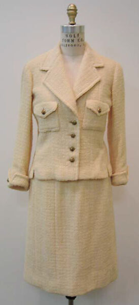 Suit, House of Chanel (French, founded 1910), a) wool, metal, silk; b) wool, silk, French