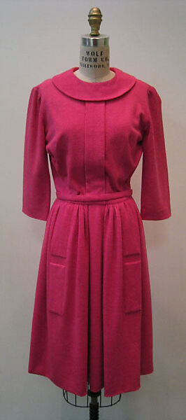 Dress, Mainbocher (French and American, founded 1930), wool, silk, American 