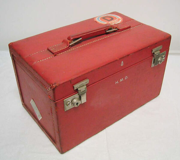 Luggage, Mark W. Cross (American, 1845–1997), a) leather, silk, metal; b) leather, paper; c,d) leather, American
