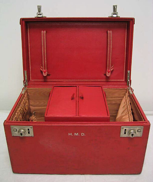 Luggage, Mark W. Cross (American, 1845–1997), a) leather, silk, metal; b) leather, paper; c,d) leather, American