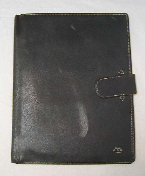 Portfolio, a) leather; b) metal, American