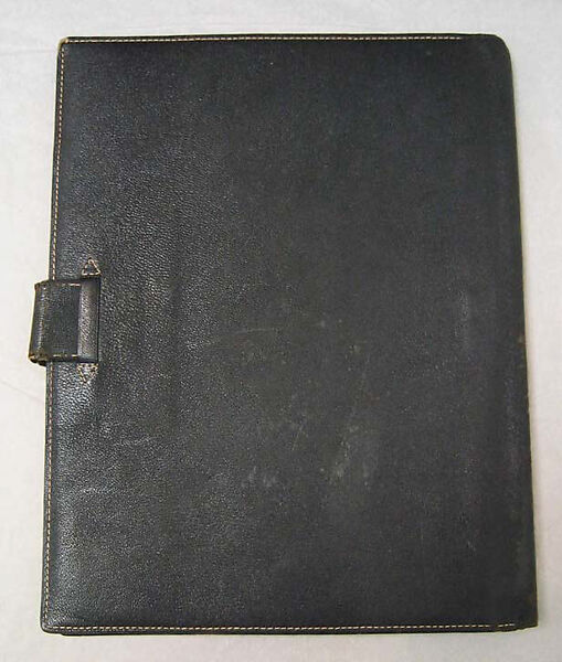 Portfolio, a) leather; b) metal, American