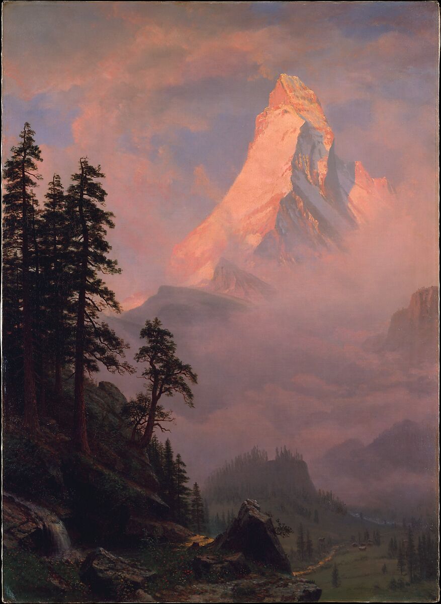 Sunrise on the Matterhorn, Albert Bierstadt (American, Solingen 1830–1902 New York), Oil on canvas, American