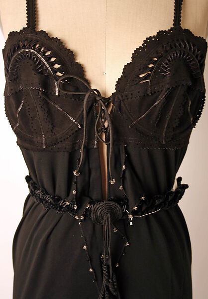 Dress, Zandra Rhodes (British, founded 1969), a) polyester, leather, glass, plastic; b) cotton, synthetic, nylon, British