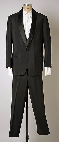 Tuxedo, A. Schiraldi of Napoli (Italian), a, b) wool/synthetic, silk; c) cotton; d,e) silk, Italian 