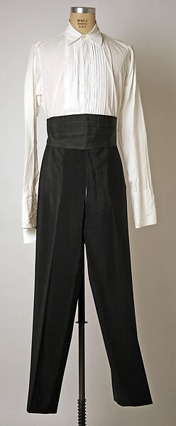 Tuxedo, A. Schiraldi of Napoli (Italian), a, b) wool/synthetic, silk; c) cotton; d,e) silk, Italian