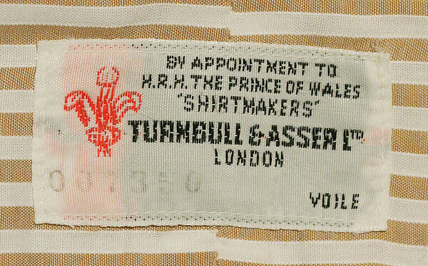 Shirt, Turnbull &amp; Asser (British, founded 1885), cotton, plastic, British