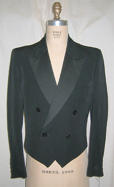 Tuxedo, Yves Saint Laurent (French, founded 1961), a) wool, plastic, silk, rayon; b) wool, silk, plastic, French 
