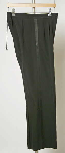 Tuxedo, Yves Saint Laurent (French, founded 1961), a) wool, plastic, silk, rayon; b) wool, silk, plastic, French